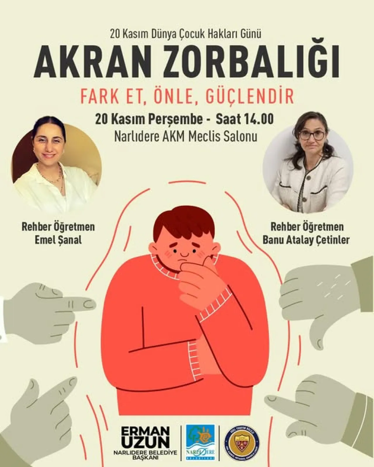 Narlıdere'de Dünya Çocuk Hakları Günü'nde Akran Zorbalığı Masaya Yatırılıyor